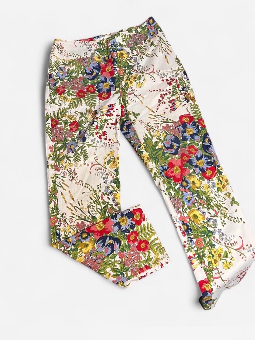 JOSEPH RIBKOFF White cropped stretch Multicolor Floral Women Pants Size‎ 8